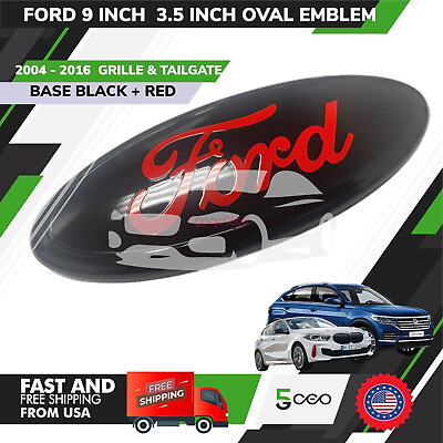 #ad #ad FORD BLACK 3D OVAL EMBLEM 9 INCH RED LOGO BADGE FOR Grille Tailgate 2004 2016 $24.99