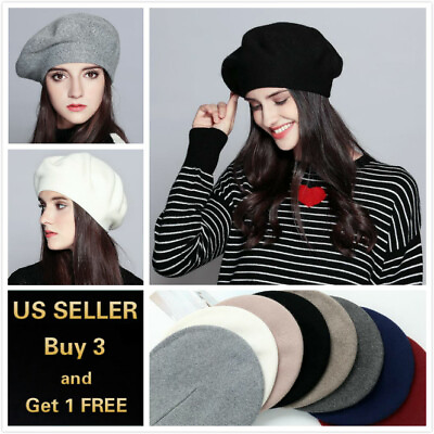#ad Fashion Classic Vintage French Style Soft Wool Blended Beret Warm Winter Hat $8.69