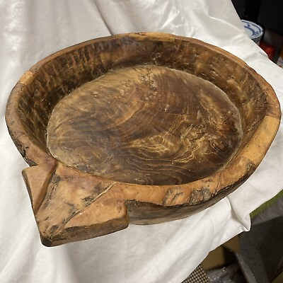 #ad Antique Hand carved Wooden Bread Dough Bowl Large Size $100.00