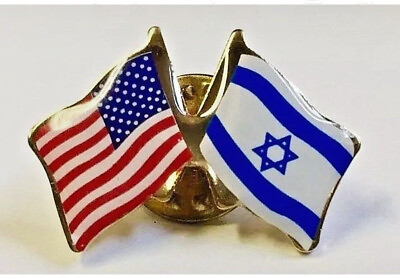 #ad Support Israel USA Crossed Friendship Flag Lapel Pin US American Israeli Badge $4.88