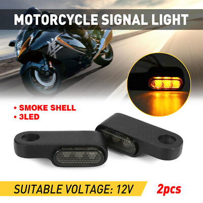 #ad 2X Mini Motorcycle LED Turn Signals Blinker Light Indicator Amber Lamp Black $12.99