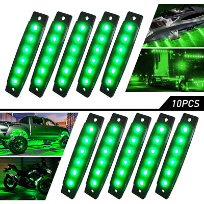 #ad 10X LED Rock Light Kit Underglow Lamp Offroad Truck Green Indicator Light Smoked $11.99