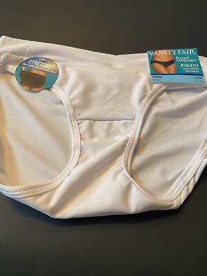 #ad NEW Vanity Fair White Silky Stretch Bikini 18291 Size 5 $10.00