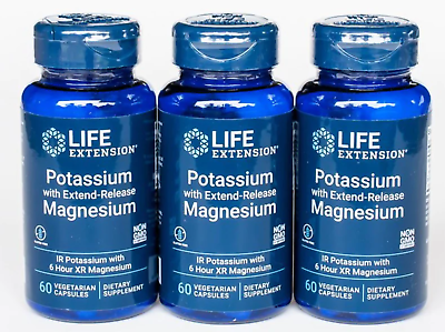 #ad Potassium with Extend Release Magnesium 180 CAPS TOTAL 3 PACK Life Extension $30.98