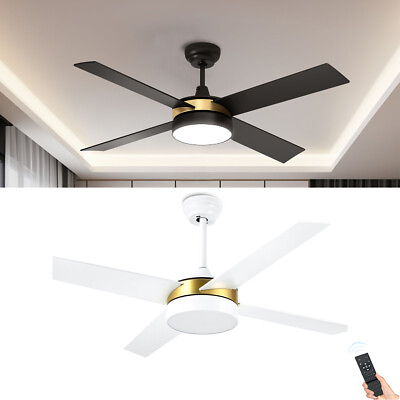 #ad #ad 52 Inch Ceiling Fan with Light and Remote Control 4 Blade Dimmable Fanlight $74.99