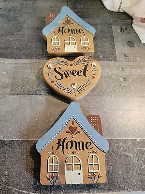 #ad Wooden home sweet home wall decor figure set $13.72
