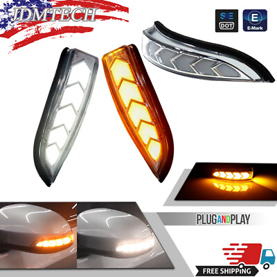 Sequential LED White Amber Side Mirror Signal Lights For Toyota Camry 2011 2020 $39.99
