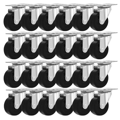 #ad 24 Pack 2quot; Swivel Caster Wheels Rubber Base With Top Plate amp; Bearing Heavy Duty $23.99