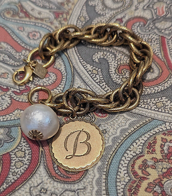 #ad John Wind Sorority Gal Necklace amp; Bracelet set Gold Initial B with Cotton Pearl $162.50