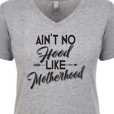 #ad Ain#x27;t No Hood Like Motherhood Women#x27;s V Neck Shirt Parenting Momlife Mommin Mom $19.99