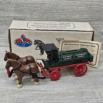 #ad Ertl 1893 Horse Drawn Tankwagon Bank Amoco Red Crown Gasoline Standard Oil Co. $10.99