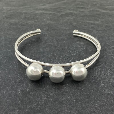 #ad Vintage Women#x27;s Sterling Silver 925 Cluster Ball Double Shank Cuff Bracelet 6.5quot; $56.00