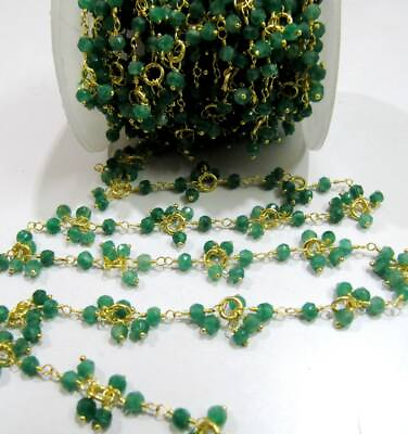 #ad Emerald Corundum cluster 10 Feet rosary Connecting bead plated Chain for jewelry $176.66