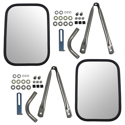 #ad 78 91 GM Pickup SUV Set Universal Tow Mirrors Stainless Steel w Short Brackets $63.90