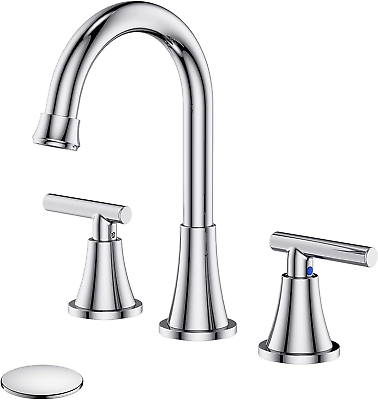 #ad Bathroom Faucets for Sink 3 Hole Chrome Bathroom Sink Faucet with Pop Up Drain $75.99