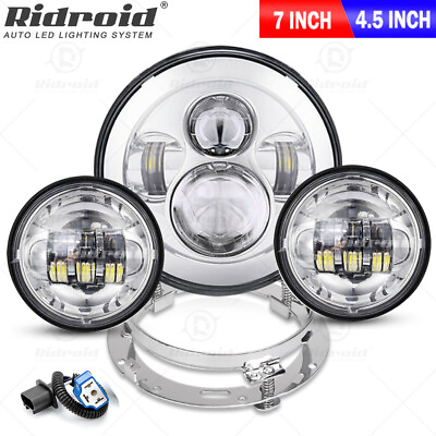 7quot; LED Headlight 4.5quot; Fog Passing Lights for Harley Davidson Touring Road King $76.99