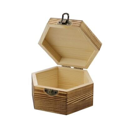 #ad KUMGROT Hexagon Handmade Wooden Box with Hinged Lid amp; Swivel Cover Hexagonal M $20.53