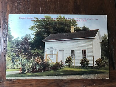 #ad Stevens House First Frame House in Minneapolis Minnesota John Stevens Postcard $2.00