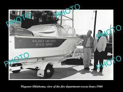 #ad OLD 8x6 HISTORIC PHOTO OF WAGONER OKLAHOMA THE FIRE DEPARTMENT BOAT c1960 AU $9.00