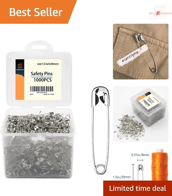 #ad Premium Quality Safety Pins 1000 Pack 1.5 Inch Wear Resistant Safety Clasp $28.49