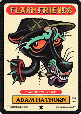 #ad Adam Hathorn Dangerous Cat Tattoo Crocodile Jacksons Flash Friends Card SD CA $9.99
