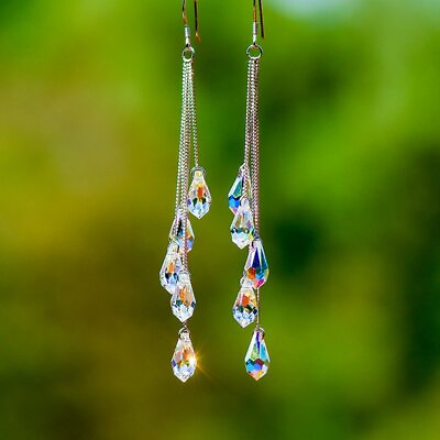 #ad Fashion Waterdrop Tassel Crystal Ear Earrings Hook Drop Dangle Women Jewellery C $2.37