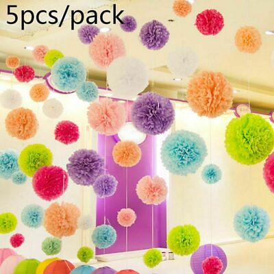#ad 5 Pack Hanging Paper Lantern Fan Flower Balls for Wedding Party Decor 8#x27;#x27;12quot;16quot; GBP 14.97