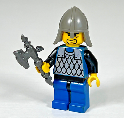 #ad LEGO Minifigure Castle Knight Blue Scale Mail cas161 6059 with Custom Axe $6.50