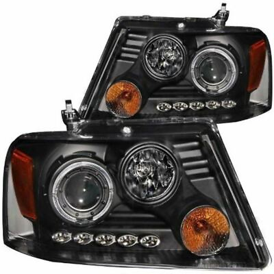 #ad ANZO 111204 PROJECTOR HEADLIGHTS w HALO BLACK CLEAR G2 LED 2004 2007 F 150 $333.12