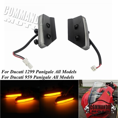 #ad LED Mirrors Block Off Turn Signals Amber Indicator for Ducati Panigale 959 1299 GBP 62.50