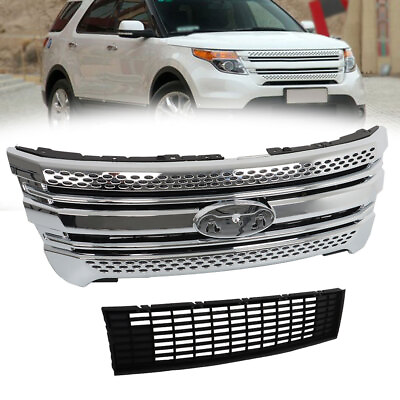 #ad 2PCS For Ford Explorer 2011 2015 Front Bumper Upper Grille Assembly Chrome $169.18