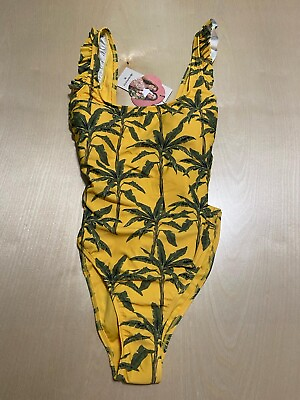 #ad Women#x27;s Agua Bendita Palm Print One Piece Swimsuit Size Medium Ocean Beach $23.10