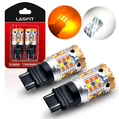 #ad Lasfit 3157 LED Switchback Turn Signal Amber Parking DRL Light Bulbs Clear 2x $45.99