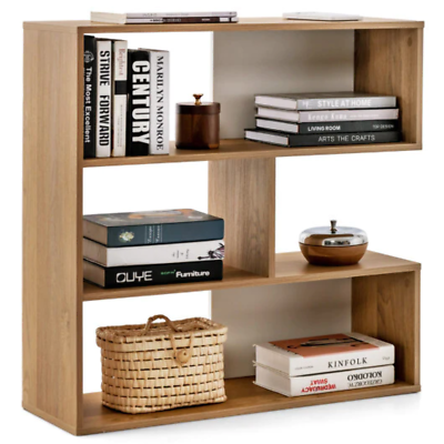 #ad Concave Bookshelf 3 Shelf Open Bookcase with Anti Toppling Study Office Zarnes $114.46
