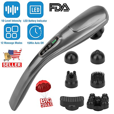 #ad Electric Handheld Back Massager Full Body Deep Tissue Percussion Pain Relief $31.99