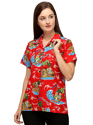 #ad Alvish Hawaiian Shirts Womens Christmas Beach Aloha Top Blouse Short Sleeve $15.99