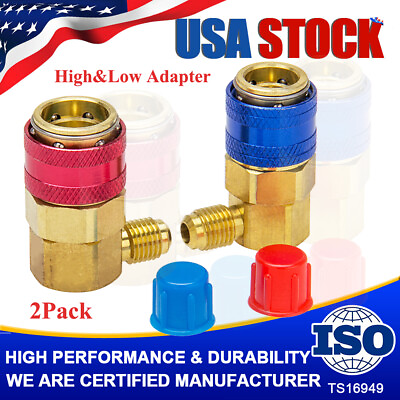 #ad 2X AC Auto Manifold Gauge Hose Conversion Quick Highamp;Low Adapter Fitting Coupler $11.99