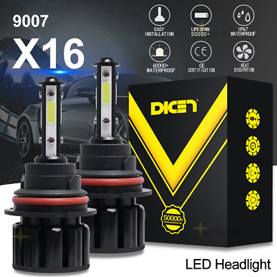 #ad 1 Pair 4 Side 9007 HB5 LED Headlight Kit HI LO Dual Beam Bulbs 500000LM 6500K $12.99