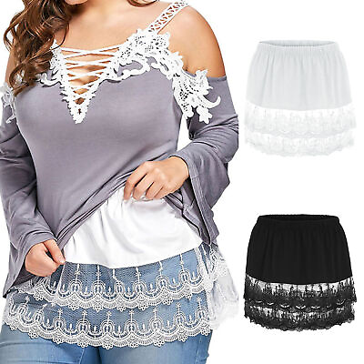 #ad 1PC Lace Camisole Long Tank Top Extender Cami Shirt Extenders Trim Layering Tee $12.15