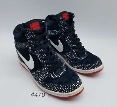 #ad Nike Force Dunk Sky High Women#x27;s Size 9.5 Hidden Wedge Sneakers Black White $59.99