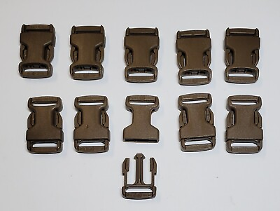 #ad 2 PC 3 4quot; PLASTIC STRAP BUCKLE SIDE RELEASE CLIPS WEBBING RUCKSACK COYOTE BROWN $2.69