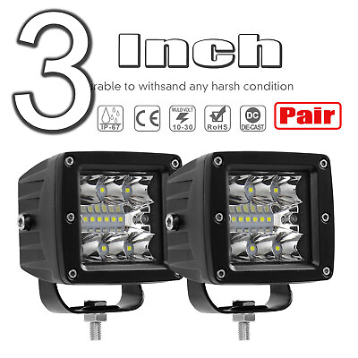 #ad Pair 3inch 240W LED Work Light Cube Pods Driving Work Fog SPOT Light FLOOD $22.79