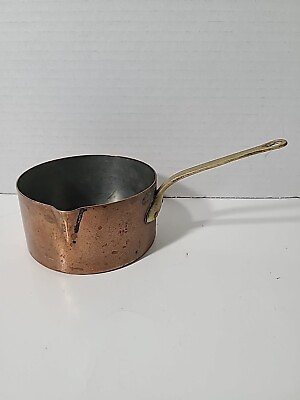 #ad 19th Century Hammered Cooper Hot Mik Supplement Made In France 2quot; Tall 3.5quot;wide $85.00