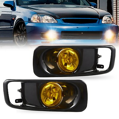 #ad Fit for 1999 2000 Honda Civic Bumper Fog Lights Driving Lamps Left and Right $40.99