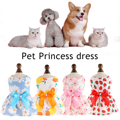 #ad Small Pet Dog Cat Bowknot Skirt Puppy Sweet Princess Tutu Dress Clothes Appare} $2.76