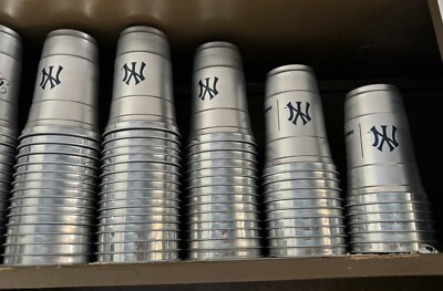 #ad 4 Pack New York Yankees Stadium Aluminum 16 Oz Cup Silver Beer Souvenir $35.00