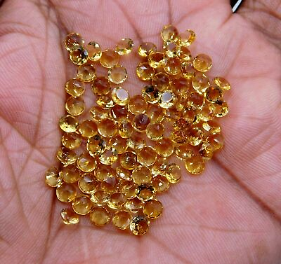 #ad 4 MM Natural Citrine Round Cut Lot Loose Gemstones For Jewelry Making P 1000 $18.99