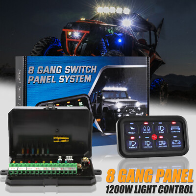 #ad 8 Gang LED Light Bar Switch Panel Relay System For Can Am Polaris RZR UTV ATV $129.98