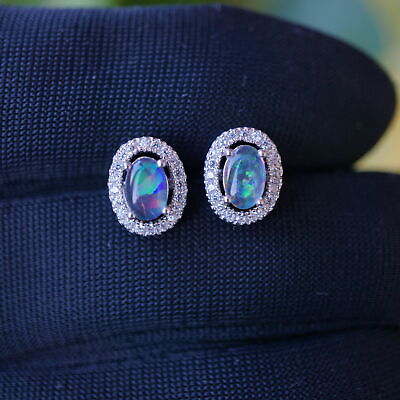 #ad Classic blue green opal triplet earrings opal jewellery australian jewellery AU $99.00