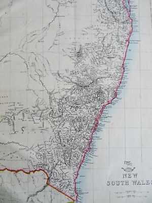 #ad New South Wales Australia Sydney Canberra Moreton Bay c. 1856 72 Weller map $150.00